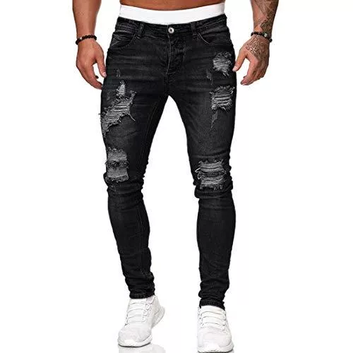 Puimentiua Jeans Puimentiua Herren Jeans Hose Ripped Hosen Used Vintage Look mit Taschen