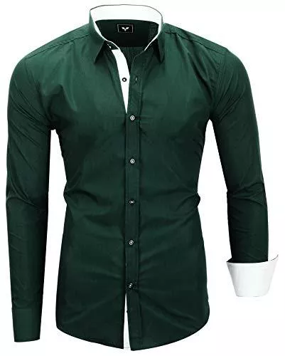 Kayhan Hemden Kayhan Twoface Herren Hemden Herren-Hemd Slim-Fit Herren Hemden Langarm-Hemden Männer Freizeit-Hemd Business