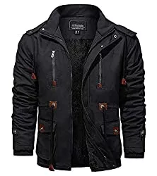 KEFITEVD Jacken KEFITEVD Winterjacke Herren Fleece Gefüttert Military Jacke mit Abnehmbarer Kapuze Winter Fliegerjacke Warme Herrenjacke