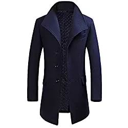 Allthemen Mäntel Allthemen Wintermantel Mantel Herren Lang Slim Fit Herrenmantel Winter Schwarz Business Mantel Herren Wolle Wollmantel