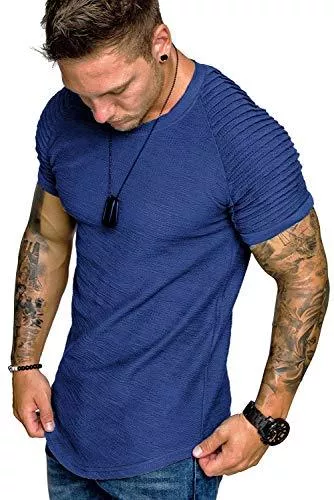 Coshow T-Shirts Coshow Henley Beiläufig Kurzarm T-Shirt Einfacher Hemden Baumwolle