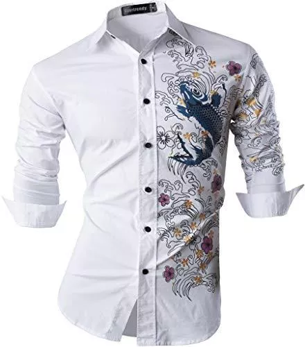 Sportrendy Hemden Sportrendy Herren Freizeit Hemden Slim Button Down Long Sleeves Dress Shirts Tops JZS041