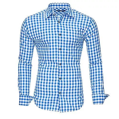 Kayhan Hemden Kayhan Herren Kariertes-Langarm-Hemd Oktoberfest Trachtenhemd Herren Slim-Fit-Herrenhemden Kariert Hemden