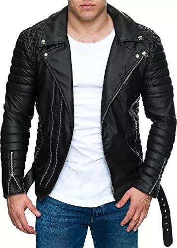 Reichstadt Jacken Reichstadt Herren Biker Jacke Abnehmbarer Gürtel Echtleder oder Kunstleder