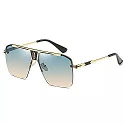 SHEEN KELLY Sonnenbrillen & Zubehör SHEEN KELLY Retro Übergroße Sonnenbrille für Männer Frauen Square Rimless Sonnenbrille Flat Top Sonnenbrille Vintage