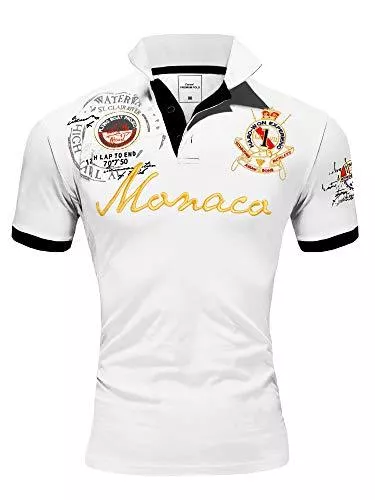 Amaci&amp;Sons Poloshirts Amaci&amp;Sons Herren Poloshirt Basic Kontrast Monaco Stickerei Kurzarm Polohemd T-Shirt