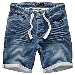 Amaci&amp;Sons Shorts Amaci&amp;Sons Herren Jeans Shorts Kordel Destroyed Kurze Hose Sommer Bermuda Verwaschen