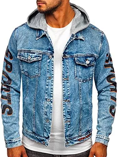 BOLF Jacken BOLF Herren Jeansjacke Übergangsjacke Trucker Jacket Sherpa Jacke mit Fell Teddyfell Jeans Denim Jacket Freizeitjacke Vintage Retro Classic Street Style [4D4]