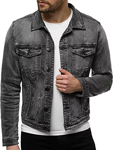 OZONEE Jacken OZONEE Herren Jeansjacke Jacke Jeans Übergangsjacke Herbstjacke Vintage Herrenjacke Herbst Übergangs Denim Bikerjacke Jacket Denim Winter Knopfverschluss JB/JP1109
