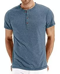 Cabeen T-Shirts Cabeen Herren T-Shirt Kurzarm Henley-Shirts mit Grandad-Ausschnitt Casual Hawaii Kurzarmshirt