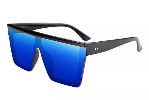 FEISEDY Sonnenbrillen & Zubehör FEISEDY Mode Übergroße Flat Top Sonnenbrille Siamesische Randlose Sonnenbrille
