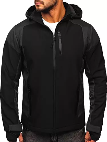 BOLF Jacken BOLF Herren Softshelljacke Übergangsjacke Regenjacke Funktionsjacke Winddicht Wasserdicht Sportjacke Trekkingjacke Atmungsaktiv Kapuze Freizeit Outdoor [4D4]