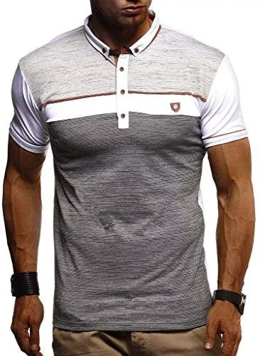 Leif Nelson Poloshirts Leif Nelson Herren Sommer T-Shirt Polo Kragen Slim Fit Baumwolle-Anteil Basic schwarzes Männer Poloshirts Longsleeve-Sweatshirt Kurzarm Weißes Kurzarmshirts lang LN1420