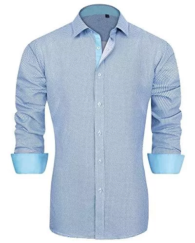 siliteelon Hemden siliteelon Herren Bedruckte Hemden Langarm Regular Fit Lässiges Button-Down-Hemd