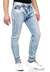Cipo &amp; Baxx Jeans Cipo &amp; Baxx Herren Jeans Hose Crinkle-Effekt Denim Slim Fit Schlicht Jeanshose Design Röhrenjeans