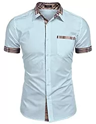 COOFANDY Hemden COOFANDY Herren Hemd Kurzarm Kontrast Kragen Freizeithemd für männer bügelfrei Casual Shirt