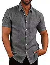 COOFANDY Hemden COOFANDY Herren Hemd Kurzarm Freizeithemd Businesshemd aus Baumwollmischung Sommer Einfarbig Basic Shirt for Männer