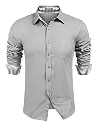 COOFANDY Hemden COOFANDY Herren Hemd Langarm Regular fit Baumwolle Leinenhemd Freizeithemd Shirts Hemden Männer