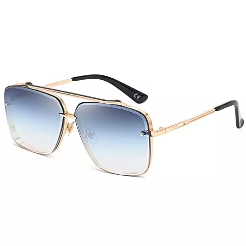 SHEEN KELLY Sonnenbrillen & Zubehör SHEEN KELLY Retro Metall Sonnenbrille Randlose Vintage Square Sonnenbrille Herrenmode 100% UV400 Schutz für den Außenbereich