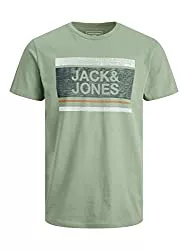 JACK &amp; JONES T-Shirts JACK &amp; JONES Herren Basic T-Shirt Print-Druck Basic Regular Fit Oberteil Kurzarm