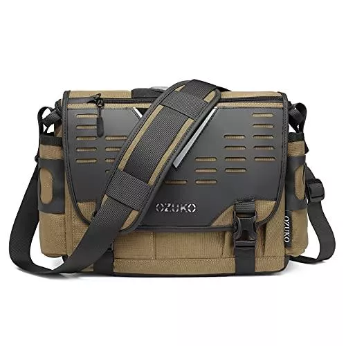 FANDARE Taschen & Rucksäcke FANDARE Umhängetasche Herren Arbeitstasche Aktentasche Tragetasche Junge Schultertasche Männer Laptoptasche für 12.9 Zoll für Reise Schule Hochschule Arbeit Outdoor Schulranzen Khaki