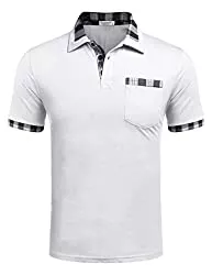 COOFANDY Poloshirts COOFANDY Poloshirt Herren Polohemd Golf Polo Kurzarm Slim Fit Baumwolle Plaid Kragen Sport Sportstil