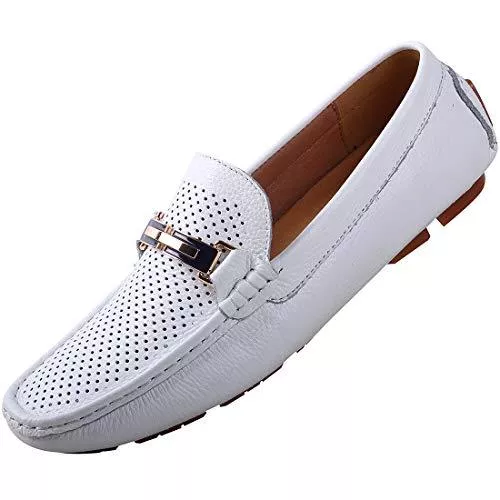 rismart Flache Schuhe rismart Herren Schlüpfen Fahrendes Auto Wohnungen Schnalle Leder Slipper Mokassins