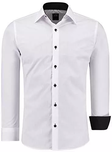 J'S FASHION Hemden J'S FASHION Herren-Hemd - Slim-Fit - Langarm-Hemd - Bügelleicht