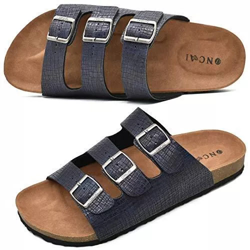 ONCAI Sandalen & Slides ONCAI Herren-Arizona-Hausschuhe-Pantoletten-Schlappen-Sommerschuhe Flache Sandalen schieben und Sommer Drinnen und Draußen Kork-Sandalen Mit Verstellbarer Rieme