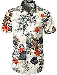 JOGAL Poloshirts JOGAL Herren Casual Floral Blumenmuster Kurzarm Hawaiihemd