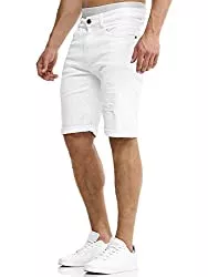 Indicode Shorts Indicode Herren Caden Jeans Shorts mit 5 Taschen aus 98% Baumwolle | Kurze Denim Stretch Hose Used Look Washed Destroyed Regular Fit Men Short Pants Freizeithose f. Männer
