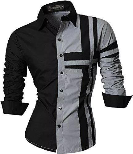 Sportrendy Hemden Sportrendy Herren Freizeit Hemden Slim Button Down Long Sleeves Dress Shirts Tops JZS041