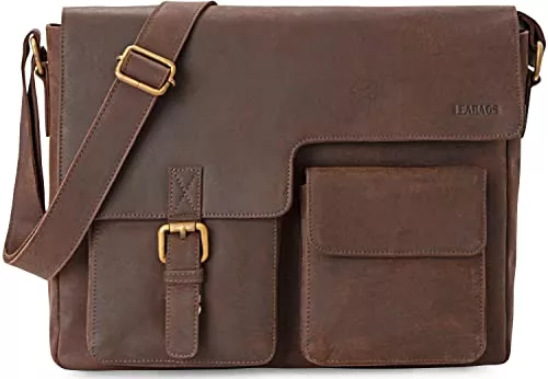 LEABAGS Taschen & Rucksäcke LEABAGS Boston Leder-Umhängetasche I Laptoptasche | Messenger Bag aus echtem Büffel-Leder im Vintage Look I Schultertasche I Ledertasche I Arbeitstasche