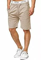 Indicode Shorts Indicode Herren Kelowna Chino Shorts mit 4 Taschen &amp; Kordel aus 98% Baumwolle | Kurze Hose Regular Fit Bermudas Sommerhose Herrenshorts Short Men Pants Chinohose für Männer
