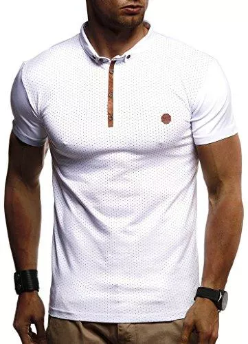 Leif Nelson Poloshirts Leif Nelson Herren Sommer T-Shirt Polo Kragen Slim Fit Baumwolle-Anteil Basic schwarzes Männer Poloshirts Longsleeve-Sweatshirt Kurzarm Weißes Kurzarmshirts lang LN1295