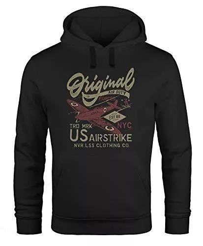 Neverless Kapuzenpullover Neverless Hoodie Herren Airforce Army Motiv Spitfire Flugzeug Vintage Motiv Retro Schriftzug Kapuzen-Pullover Männer Fashion Streetstyle