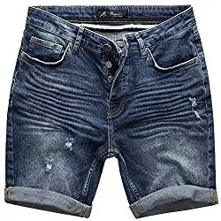 Amaci&amp;Sons Shorts Amaci&amp;Sons Herren Basic Jeans Shorts Kurze Crinkle Hose Sommer Bermuda Verwaschen J5002