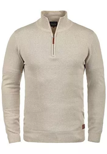 Blend Pullover & Strickmode Blend Robin Herren Strickpullover Troyer Feinstrick Pullover mit Stehkragen und Reißverschluss
