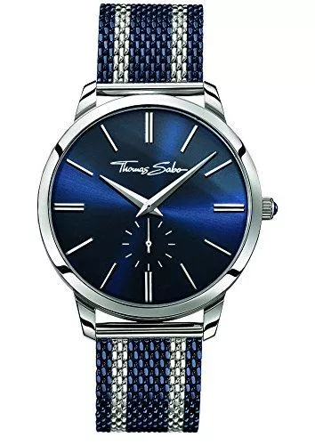 THOMAS SABO Uhren Thomas Sabo Herren Armbanduhr Rebel Spirit Blau Silber Analog Quarz Edelstahl WA0268-281-209-42 MM