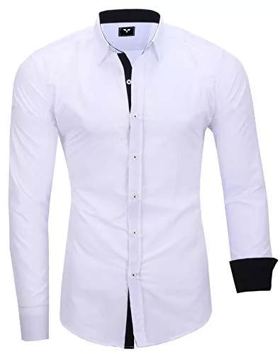 Kayhan Hemden Kayhan Twoface Herren Hemden Herren-Hemd Slim-Fit Herren Hemden Langarm-Hemden Männer Freizeit-Hemd Business S-6XL