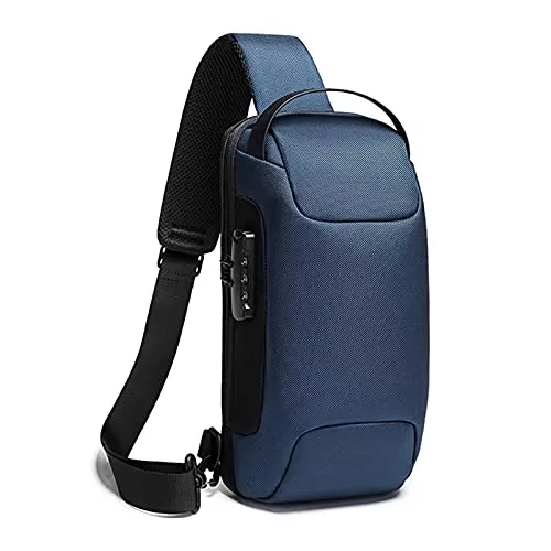 Voohek Taschen & Rucksäcke Umhängetasche Herren Brusttasche Herren Rucksack Herren Sling Bag Backpack Schultertasche mit USB-Ladeanschluss Anti-Diebstahl-Schloss für Outdoorsport