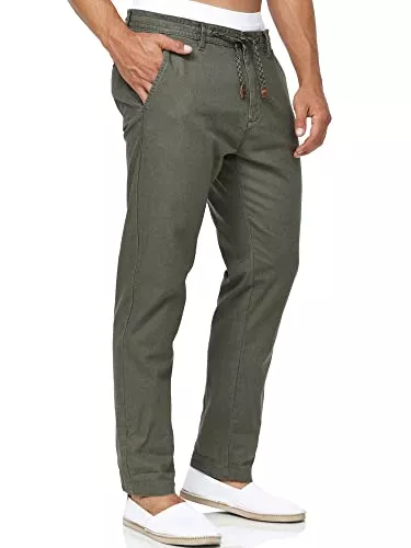 Indicode Hosen Indicode Herren Veneto Stoffhose aus 55% Leinen &amp; 45% Baumwolle m. 4 Taschen | Lange sportliche Regular Fit Hose Moderne Baumwollhose Leinenhose Bequeme Freizeithose f. Männer