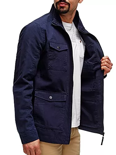 Indicode Jacken Indicode Herren Blackburn Feldjacke aus Baumwolle | Outdoorjacke Herrenjacke Armee Jacke