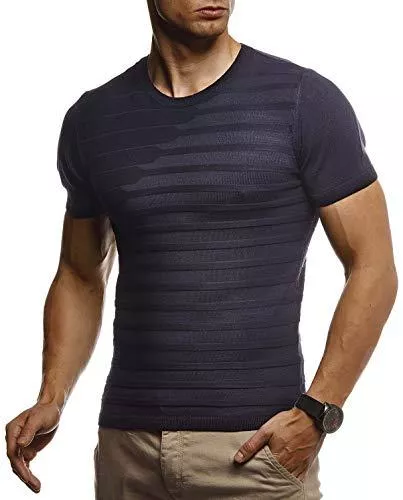 Leif Nelson T-Shirts Leif Nelson Herren Sommer T-Shirt Rundhals Ausschnitt Slim Fit aus Feinstrick Cooles weißes schwarzes Basic Männer T-Shirt Crew Neck Jungen Kurzarmshirt O-Neck Kurzarm Sleeve Top Lang