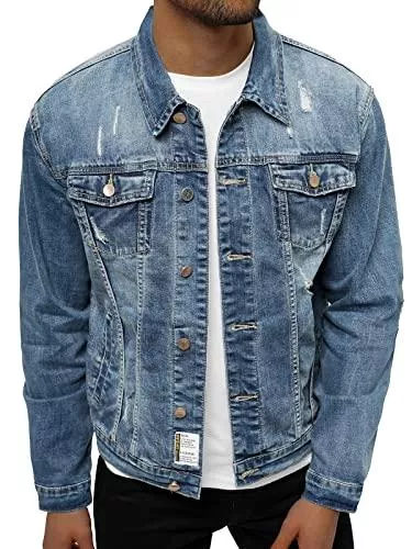 OZONEE Jacken OZONEE Herren Jeansjacke Jacke Jeans Übergangsjacke Sommerjacke Frühlingsjacke Herbstjacke Vintage Herrenjacke Herbst Übergangs Denim Bikerjacke Jacket Übergangs NB/MJ500GZ