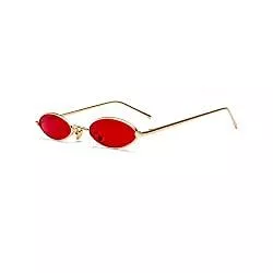 YOJUED Sonnenbrillen & Zubehör YOJUED Vintage Kleine Ovale Sonnenbrille Damen Herren Small Slender mit Metallrahmen Punk Brille Schutz Retro Sonnenbrille