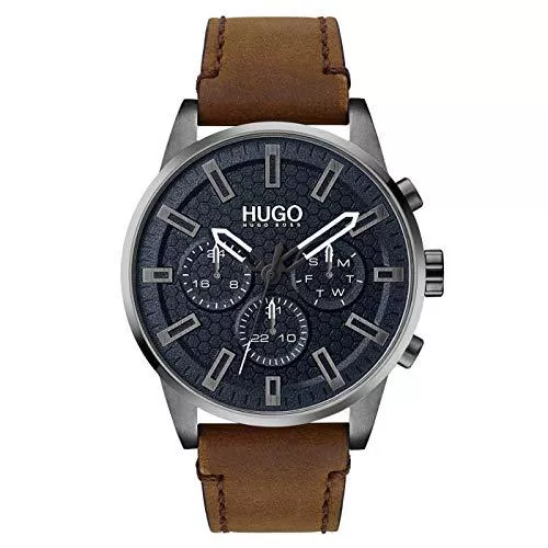 HUGO Uhren HUGO Herren. Analog Quarz Uhr mit Kalbsleder aus Leder Armband 1530176