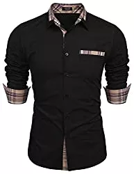 COOFANDY Hemden COOFANDY Herren Hemd Langarm Freizeithemd Regular fit Kontrast bügelleicht Business Hemd für männer