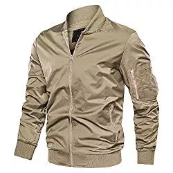 KEFITEVD Jacken KEFITEVD Herren Bomberjacke Leichte Dünne Übergangsjacke Casual Freizeit Jacke US Militär Fliegerjacke mit Stehkragen Herbst Frühling Blouson