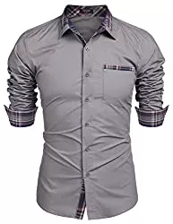 COOFANDY Hemden COOFANDY Herren Hemd Langarm Freizeithemd Regular fit Kontrast bügelleicht Business Hemd für männer